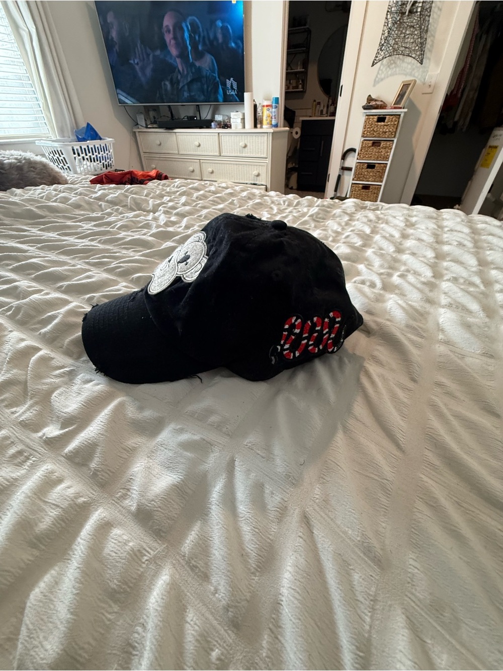 Black Kids Baseball Cap with Embroidered Mickey Patch